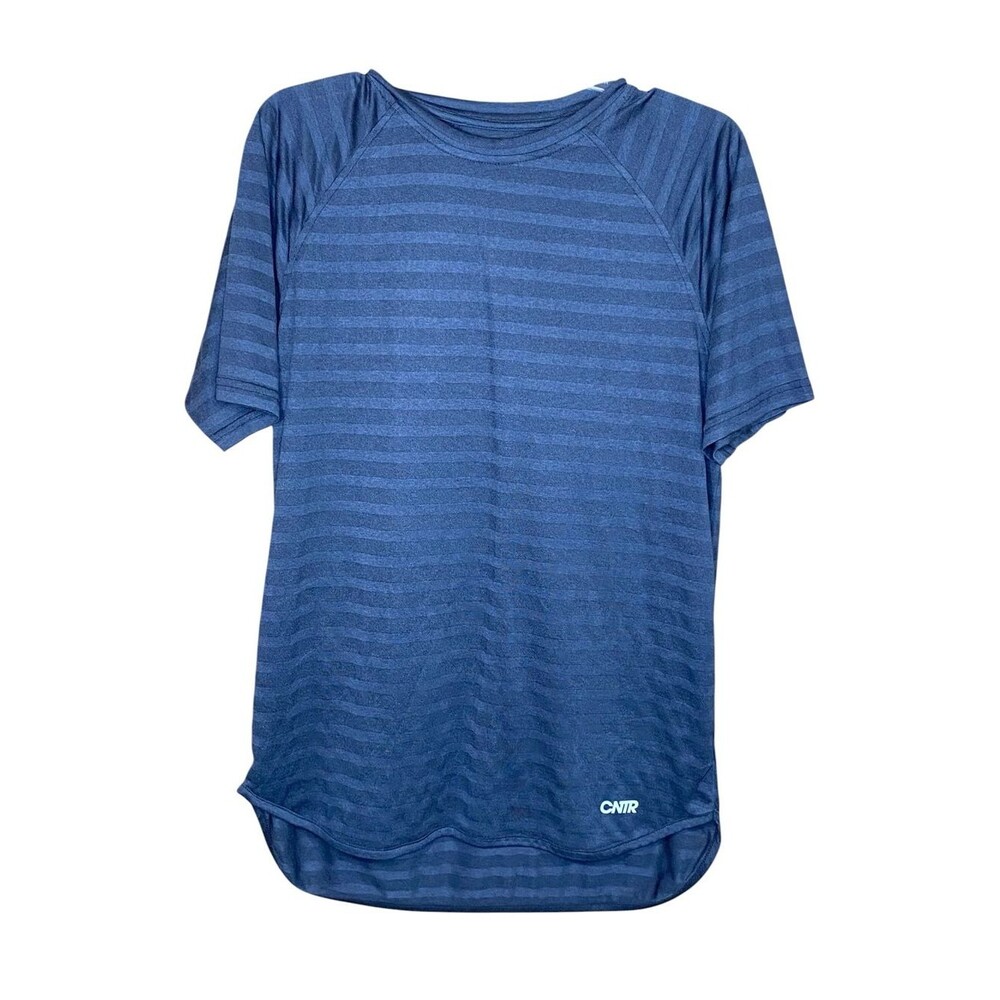 CNTR Sportswear Striped Tee Lightweight Short Sleeve Activewear Wider Neckline M